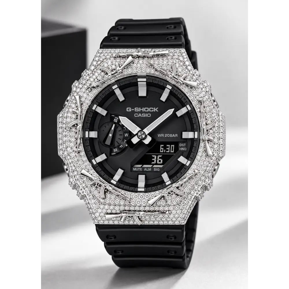 Montre G-Shock Custom Hip Hop – Moissanite AK Gun Iced Out - Luxury Mod GA2100