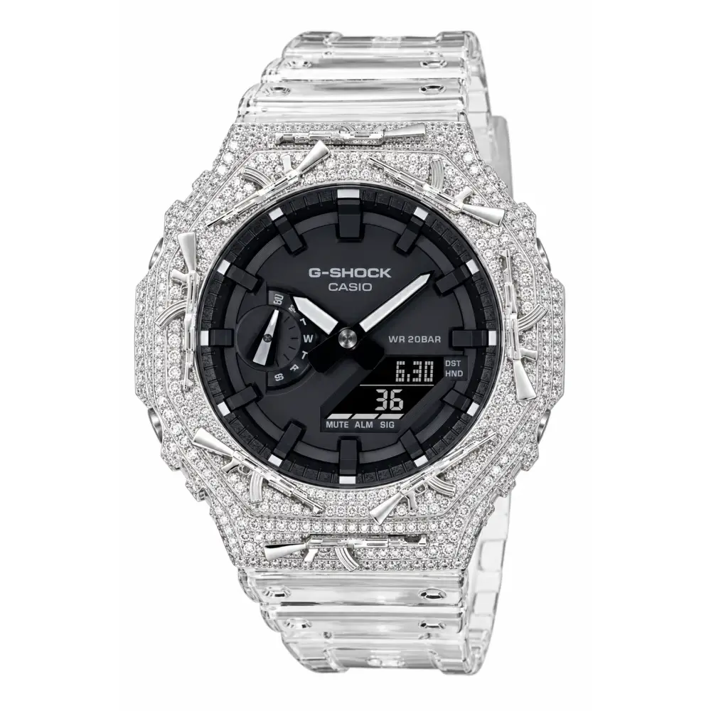 Montre G-Shock Custom Hip Hop – Moissanite AK Gun Iced Out - Luxury Mod GA2100